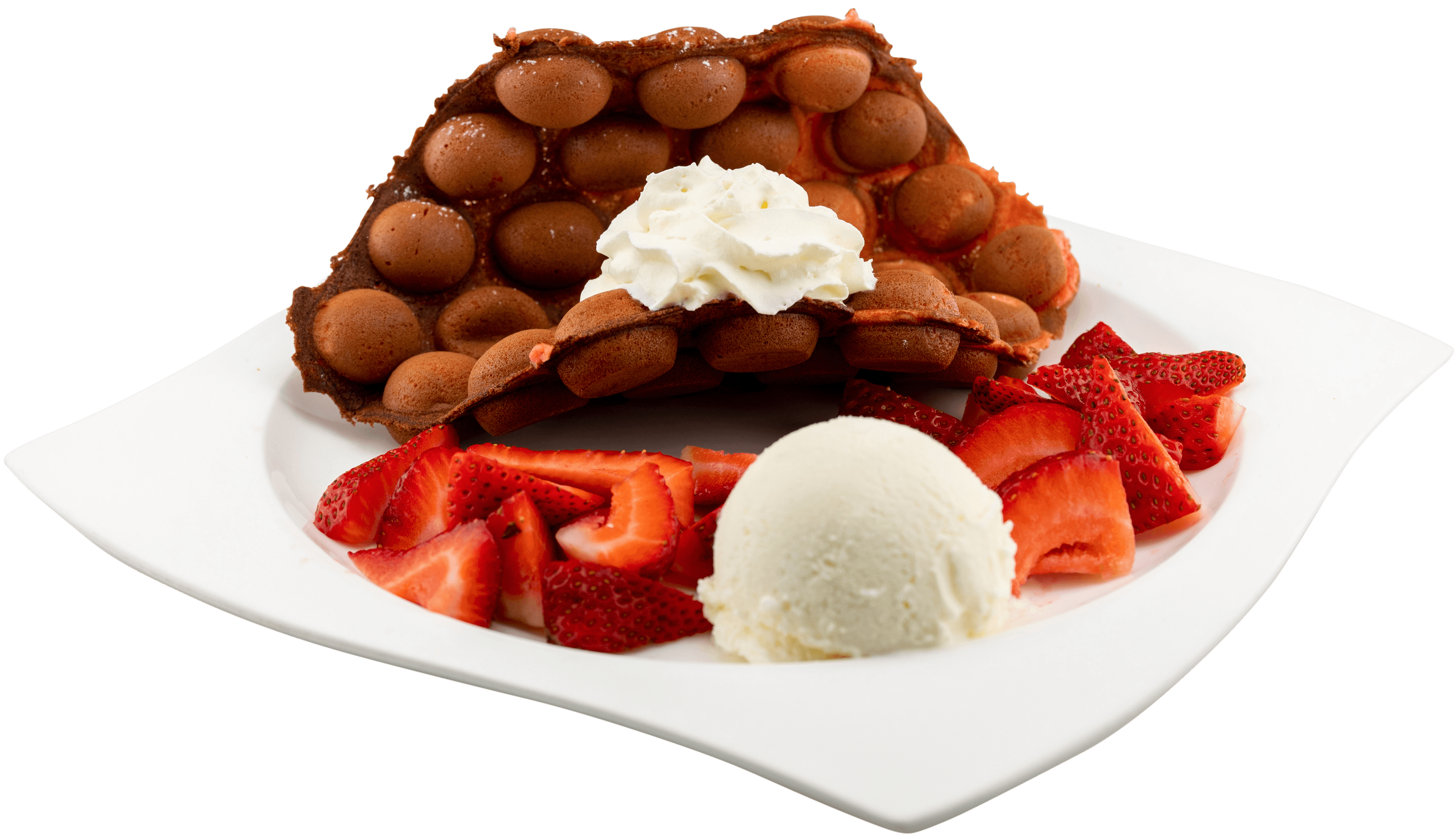 Chocolate Oreo bubble waffle with ice cream at 17˚C Bubble Tea & Dessert Café Vancouver
